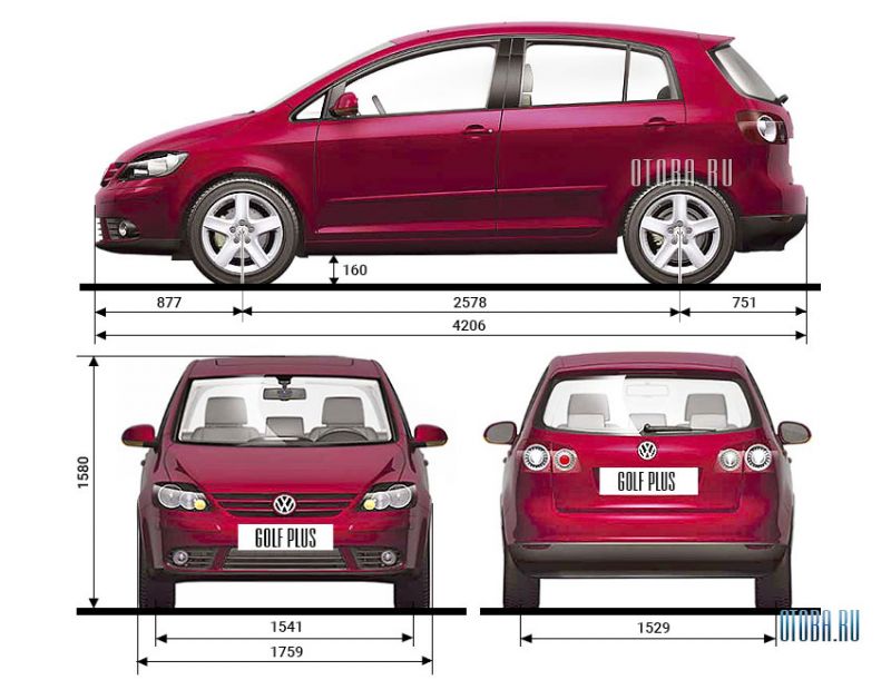 Габариты Гольф Плюс: какие размеры у этой машины