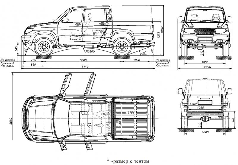 Насколько вместительна погрузочная платформа УАЗ Пикапа 2023: о габаритах кузова в цифрах